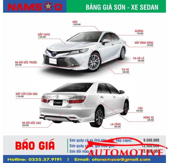 BẢNG GIÁ SƠN XE 5